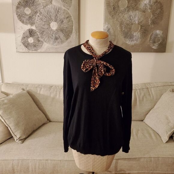 14th & Union Contrast Tie Neck Sweater sz 1X - Picture 3 of 11